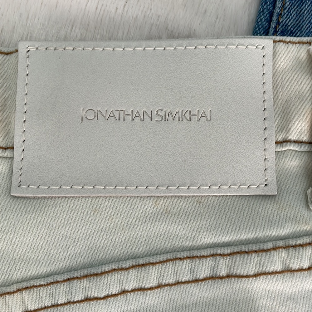 Jonathan Simkhai | High Rise Straight Leg White and Blue Dipped Jeans NWT - Picture 11 of 16